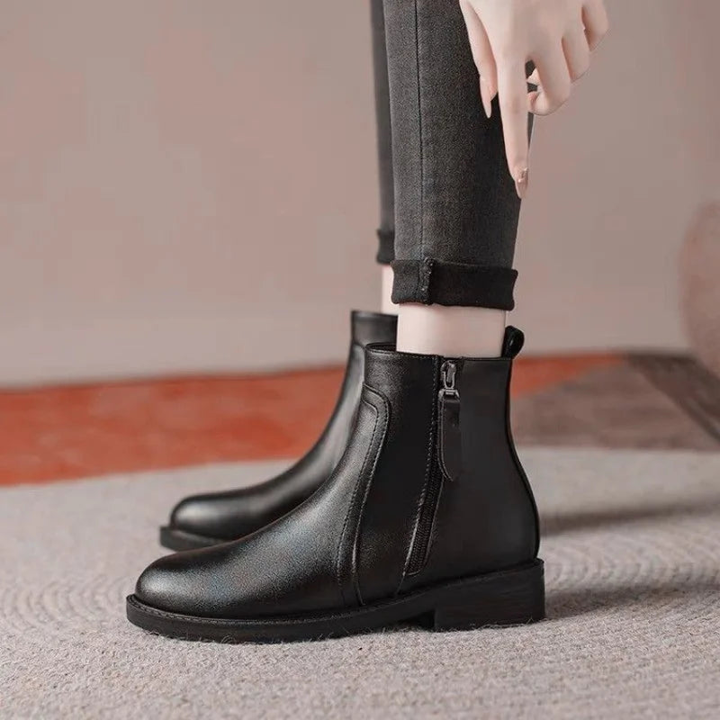 2025 Autumn and Winter New Fashion Women's Ankle Boots, Side Zipper Low Heel, Versatile and Slimming Ankle Boots - Buy online at  Vibe In Cart.