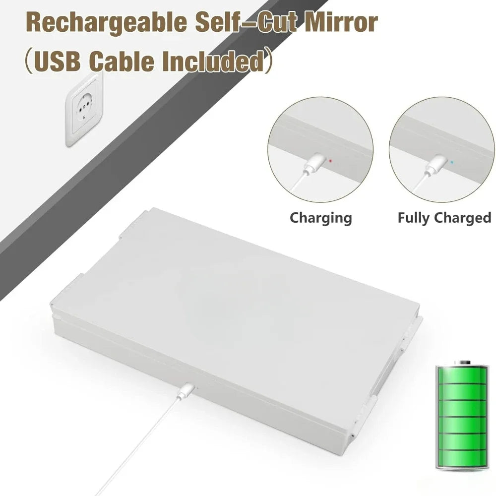 LED Lights 3 Way Mirror for Self Hair Cutting Rechargeable 360° Mirror with Self Haircut Mirror with Height Adjustable Hooks - Buy online at  Vibe In Cart.