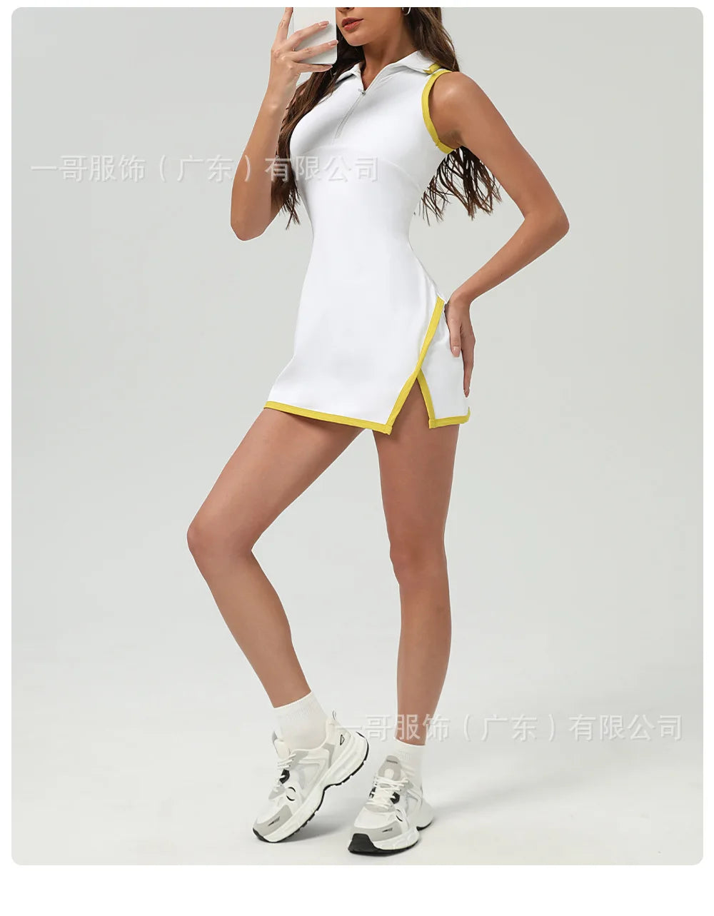 Clashing Color Polo Tennis Dress With Zipper Golf Sports Dress Women Quick-Dry Stretchy Jumpsuits Badminton Trainning Outfits - Buy online at  Vibe In Cart.