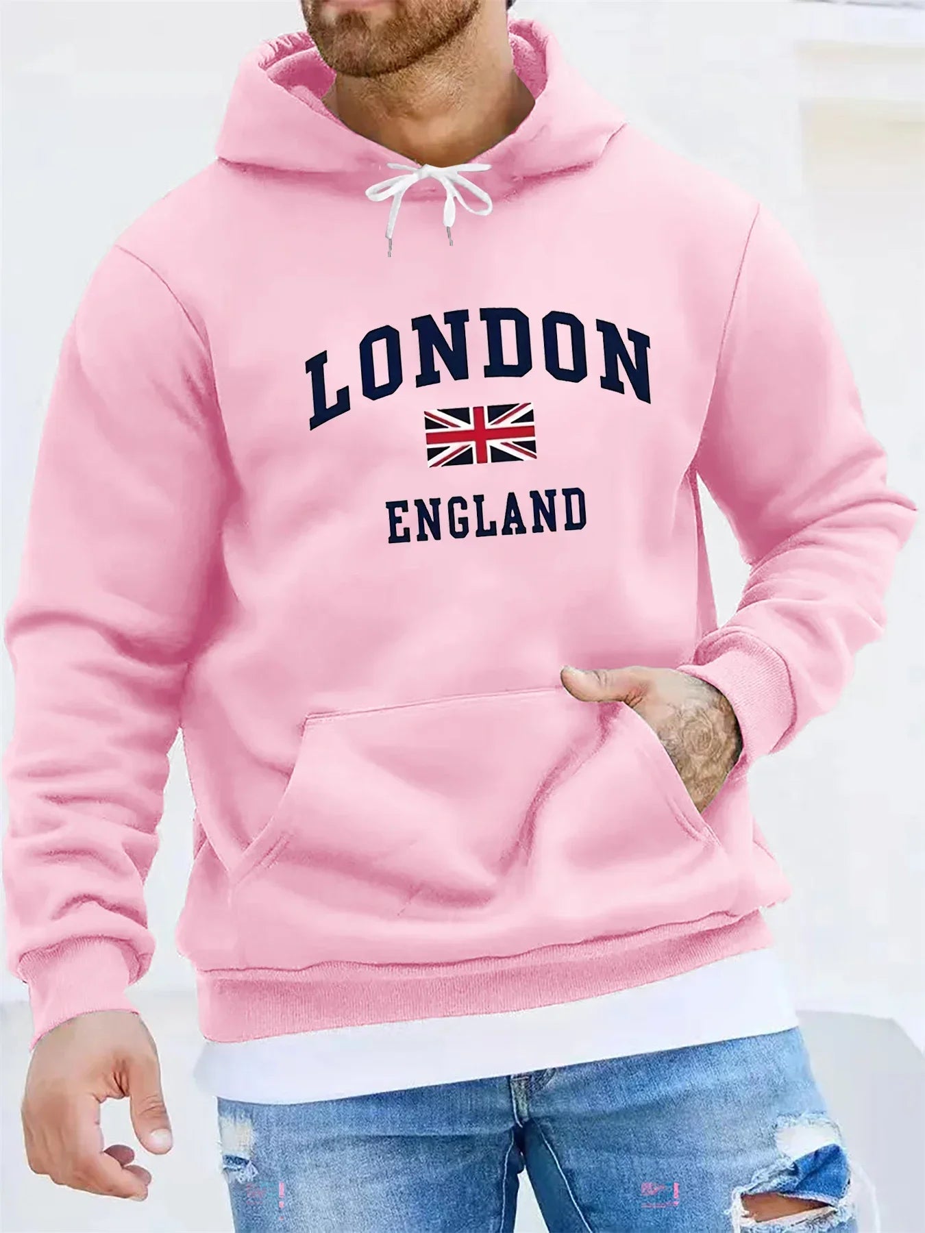 Men's autumn and winter casual and fashionable loose hooded sweatshirt, printed long-sleeved warm pullover - Buy online at  Vibe In Cart.