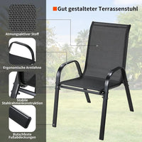 4 Metal Outdoor Chair Set Stackable Patio Textilene Dining Chair Stack Metal Frame Set of 4, Load Weight 150kg, Black,Brown,Gray - Buy online at  Vibe In Cart.