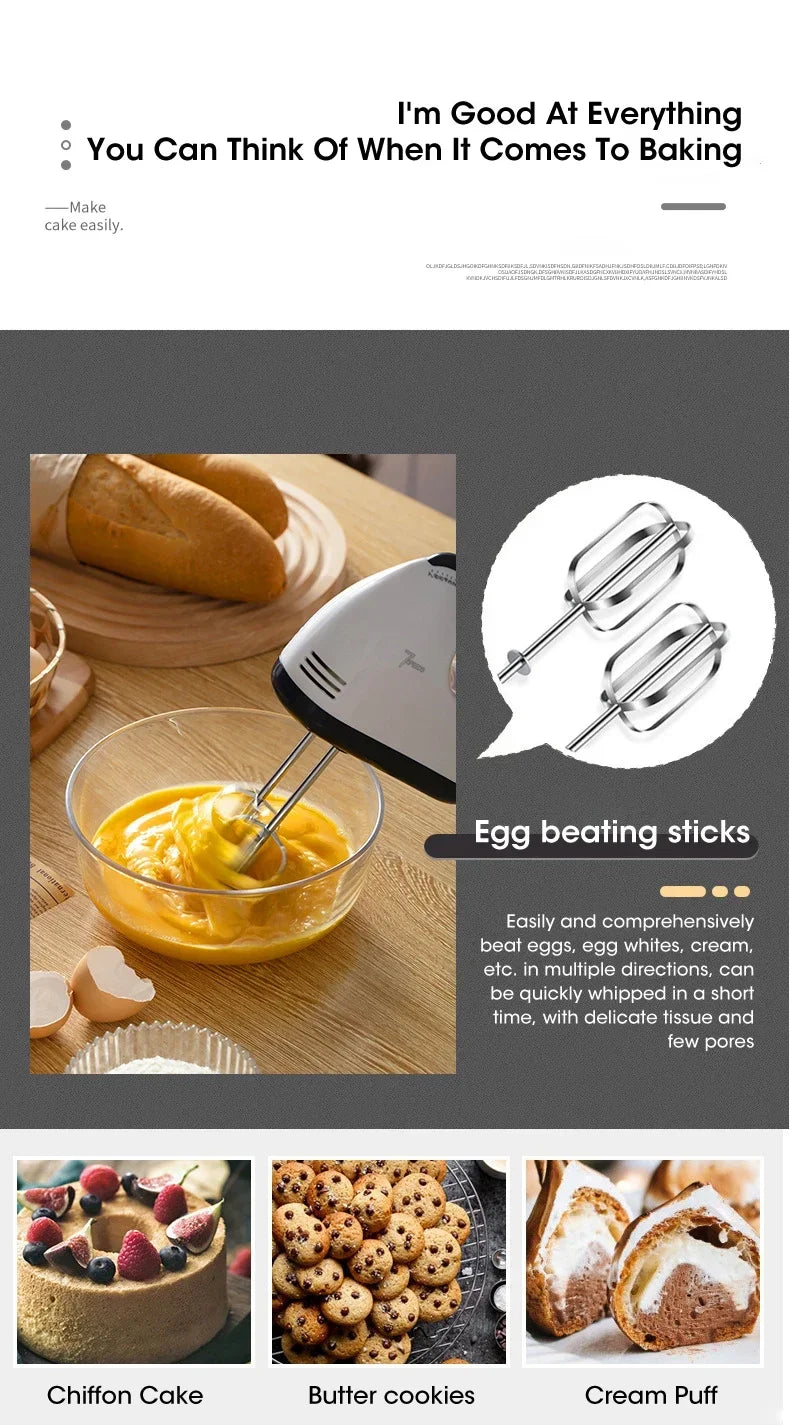 Handheld 7 Speed Automatic Electric Mixer Multi Functional for Food Egg Cream Cake Dough Mixing Baking Kitchen Home Use - Buy online at  Vibe In Cart.