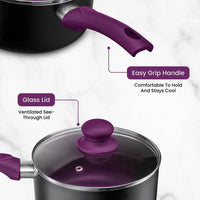 11-Piece Purple Nonstick Cookware Set - Induction Compatible Stackable Pots & Pans for Home Kitchen - Buy online at  Vibe In Cart.
