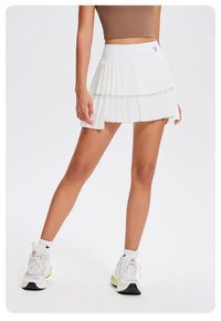 Women's Mini Pleated Sports Skort with Pockets and Double Layer