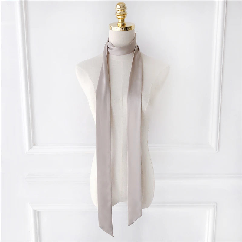 Women's Long Narrow Solid Color Polyester Scarf 190x5cm