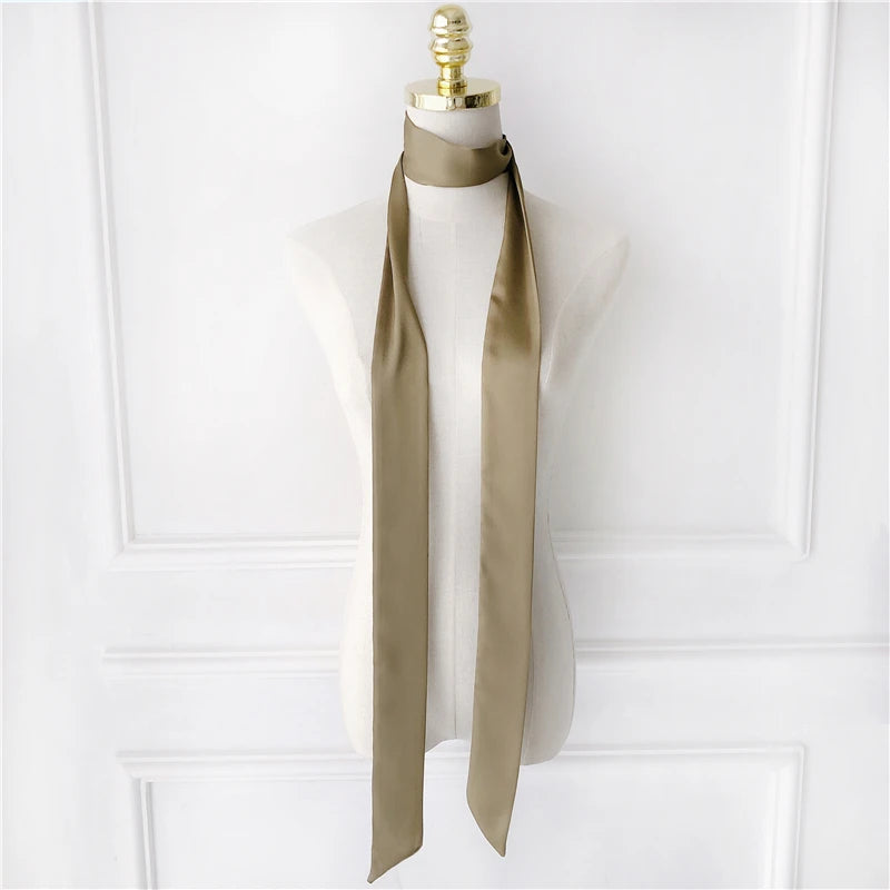 Women's Long Narrow Solid Color Polyester Scarf 190x5cm