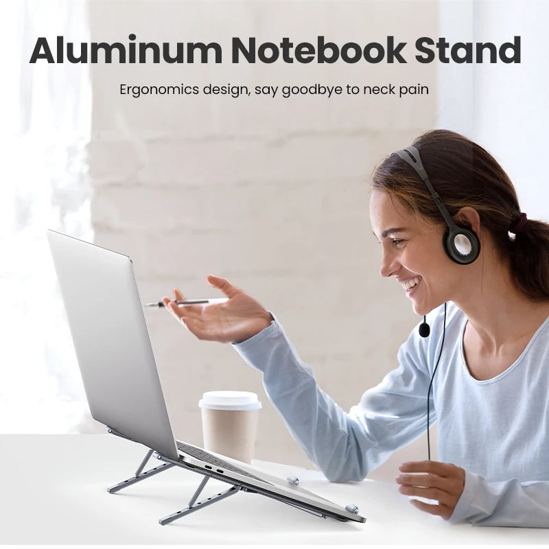 Foldable Aluminum Vertical Laptop Stand with 5-Level Adjustable Height
