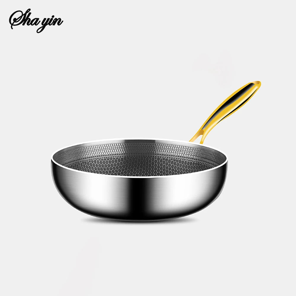 316 Stainless Steel Frying Pan Wok Non-stick Cooking Honeycomb Steak Gas Stove Pot Induction General Saucepan Kitchen Cookware - Buy online at  Vibe In Cart.