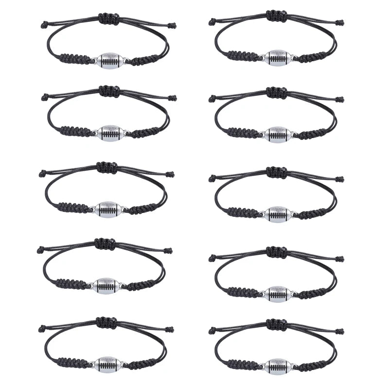 10 Pack Adjustable Black Alloy Sports Bracelets with Ball Shapes
