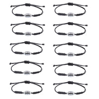 10 Pack Adjustable Black Alloy Sports Bracelets with Ball Shapes