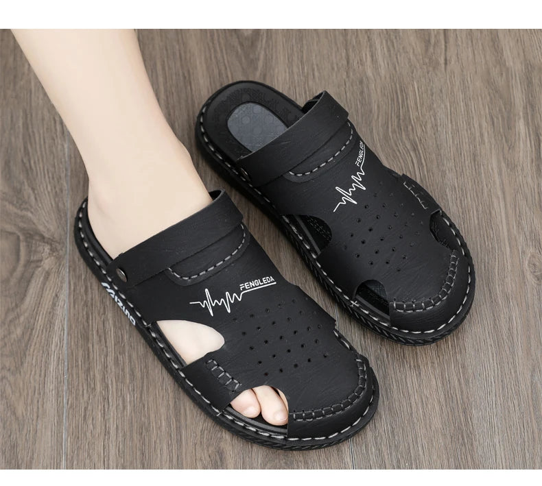 Men's Gladiator Sandals with Rubber Outsole and Buckle Strap