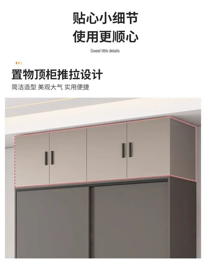 Solid Wood Sliding Door Wardrobe for Adult Bedroom Use