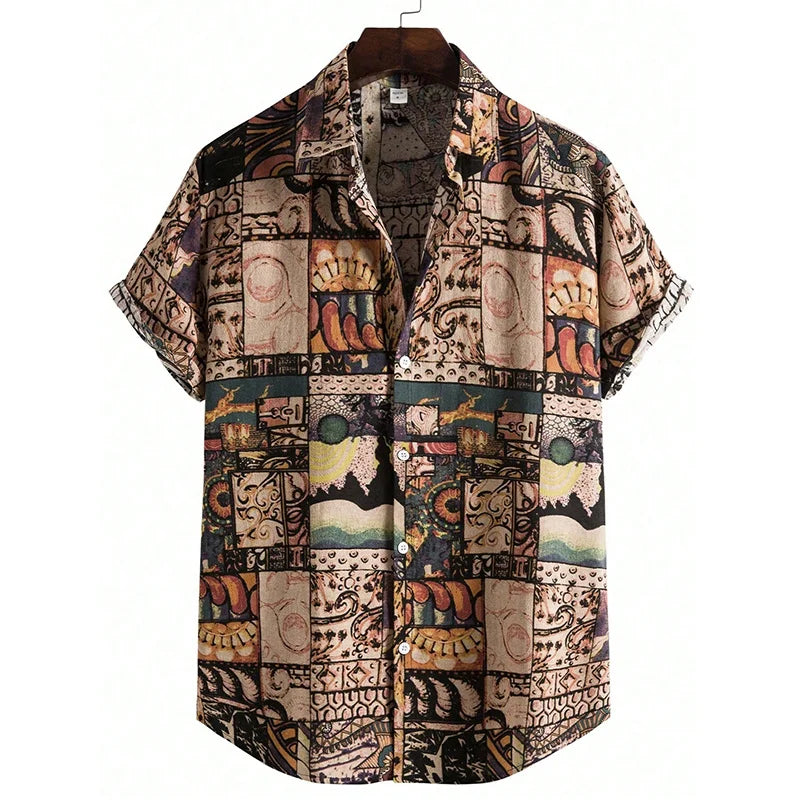 Men's Long Sleeve Polyester Printed Shirt For Spring And Summer Daily Wear