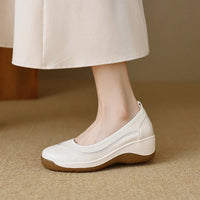 Women's White Soft - Leather Comfortable Wedge Flats - Breathable & Versatile - Buy online at  Vibe In Cart.
