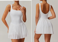 VITALINOVO Workout Tennis Dress with Built in Shorts Square Neck Padded Workout Dress with Pockets Golf Athletic Mini Dresses - Buy online at  Vibe In Cart.