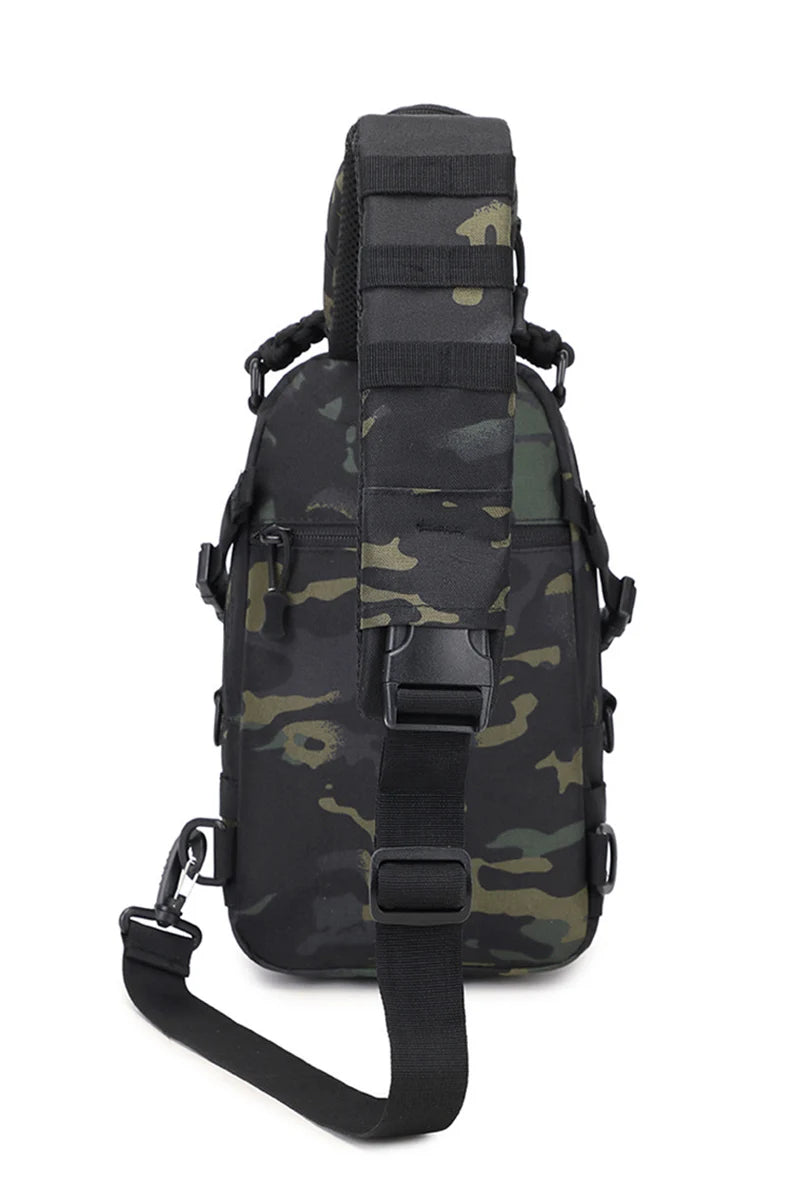 Men's Black Nylon Tactical Chest Bag with MOLLE System