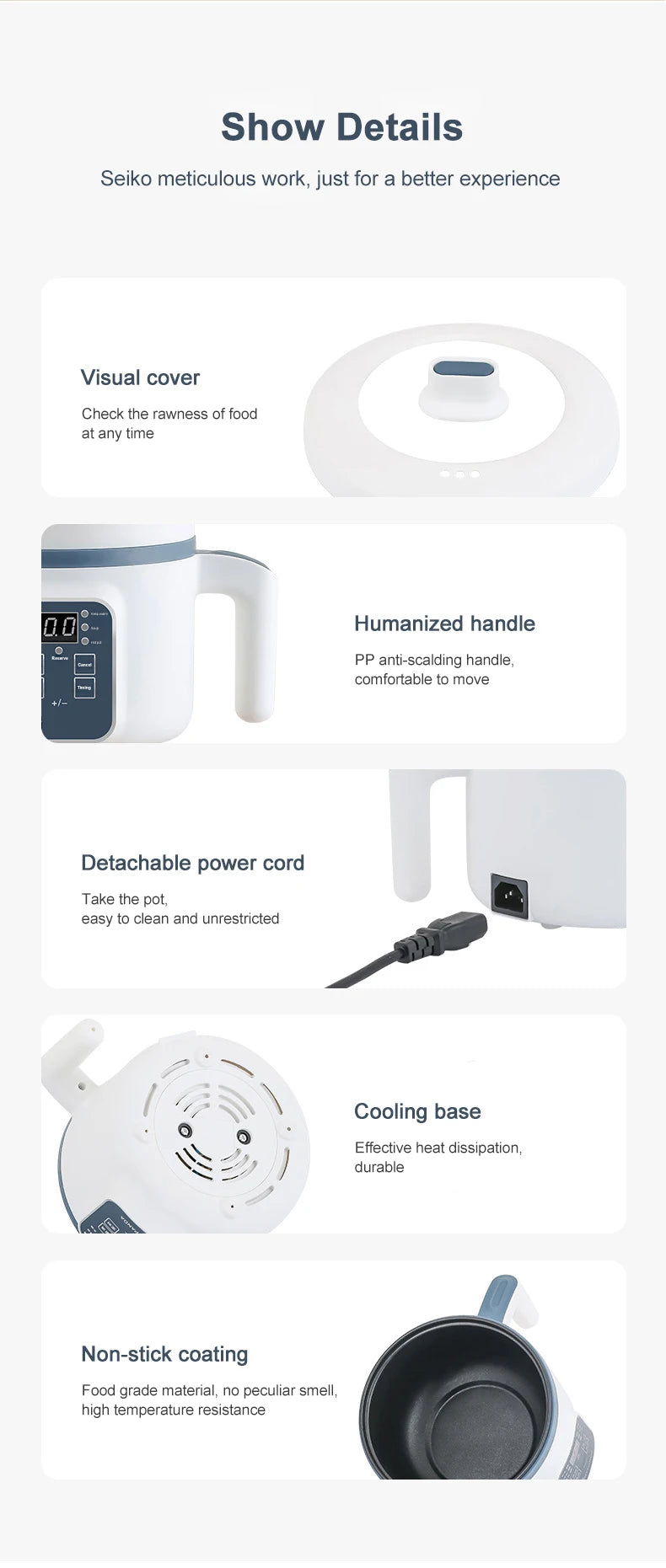 Electric Rice Cooker Multicooker Multifunction Mini 1.8L for 1-2 People