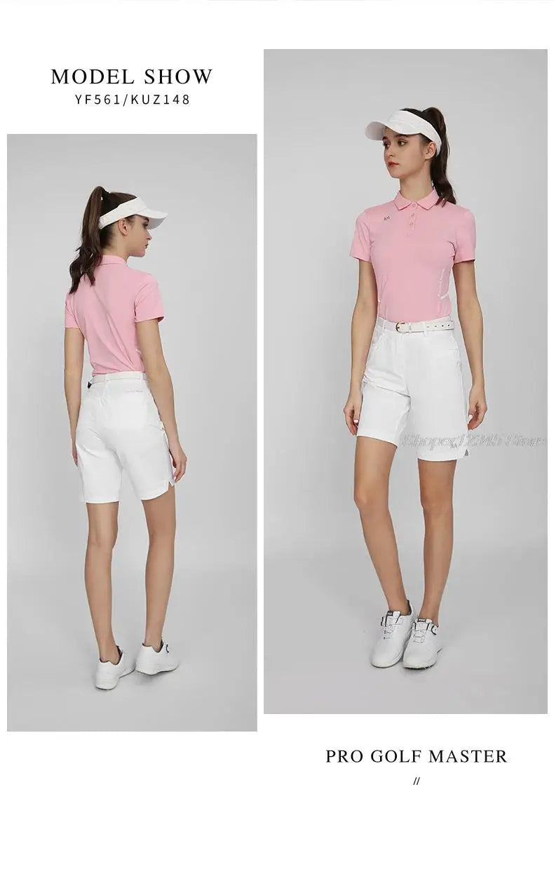 Pgm Women Summer Golf Shorts Elastic Casual Half Trousers Ladies Sports High Waist Shorts Slim Golf Clothing Tennis Wear