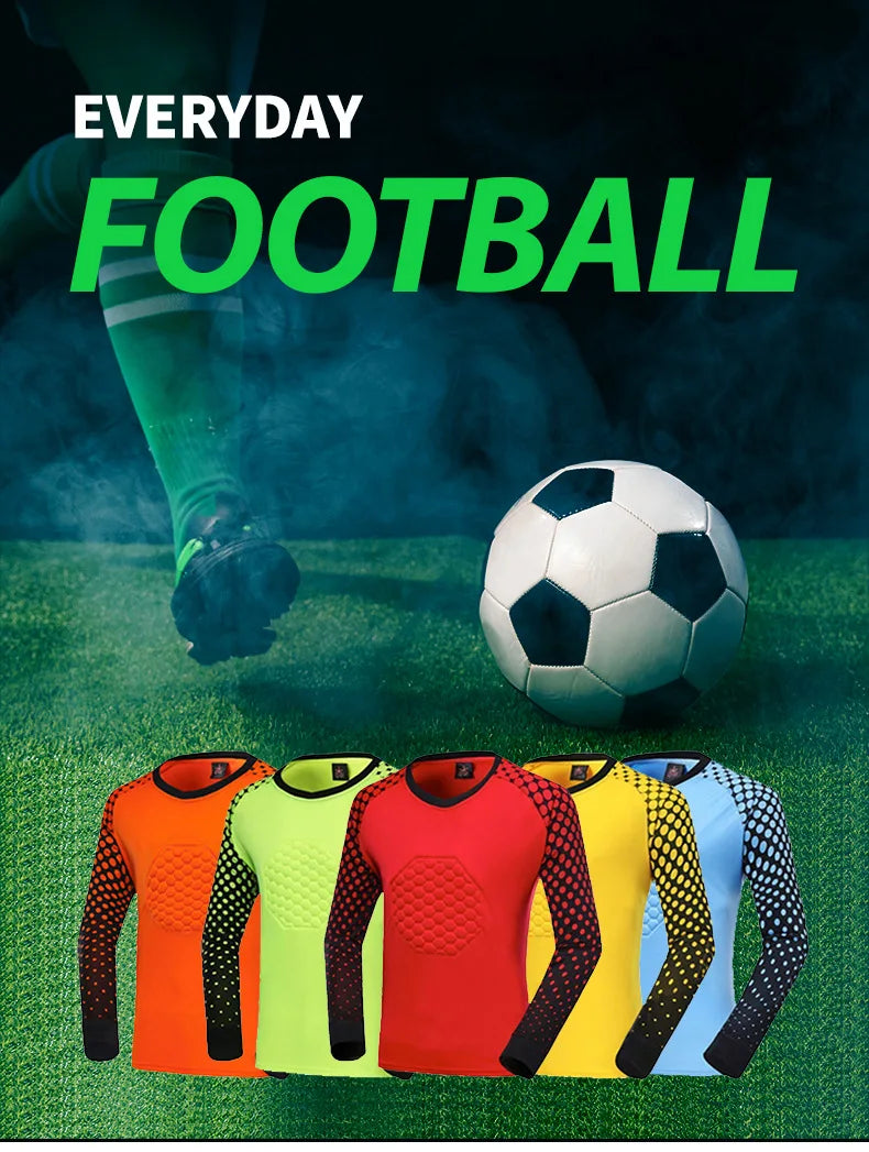 kids Soccer Goalkeeper Jersey Set Child Boy Football Goalkeeper Clothing Long Sleeve Sponge Protector Football Uniforms - Buy online at  Vibe In Cart.