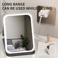LED Makeup Mirror 3 Colors Light Portable Vanity with Adjustable Brightness USB Charging Foldable for Travel And Home Use - Buy online at  Vibe In Cart.