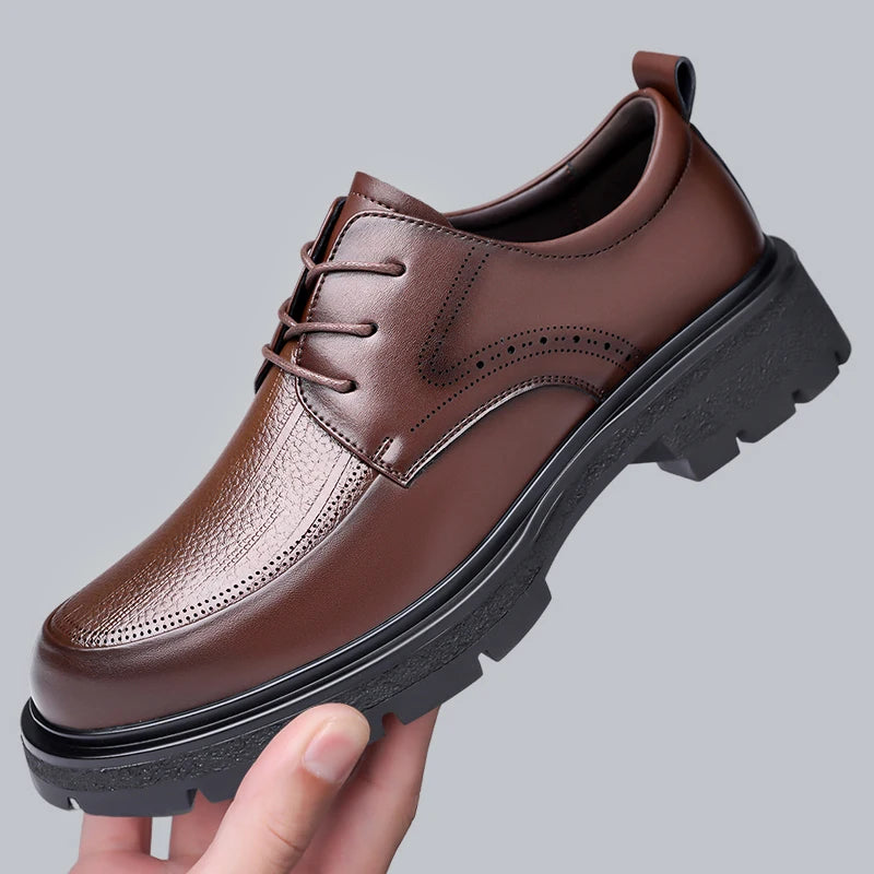 Men's Lace-Up Formal Oxford Shoes with Rubber Outsole