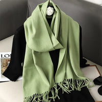 Women's Thick Warm Winter Polyester Scarf with Tassels