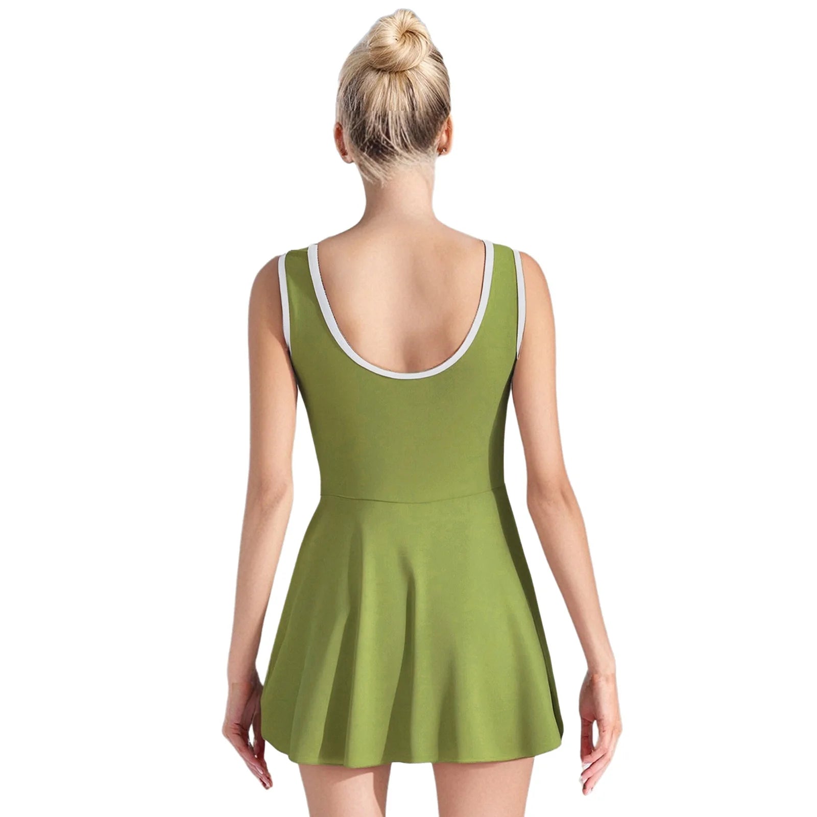 Sporty Style Girl Dress Children's Sleeveless Letter Print Sports Golf Tennis Workout Athletic Dress with Removable Chest Pads