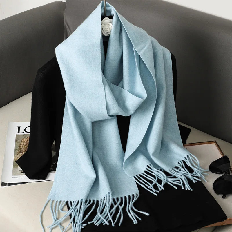 Women's Thick Warm Winter Polyester Scarf with Tassels