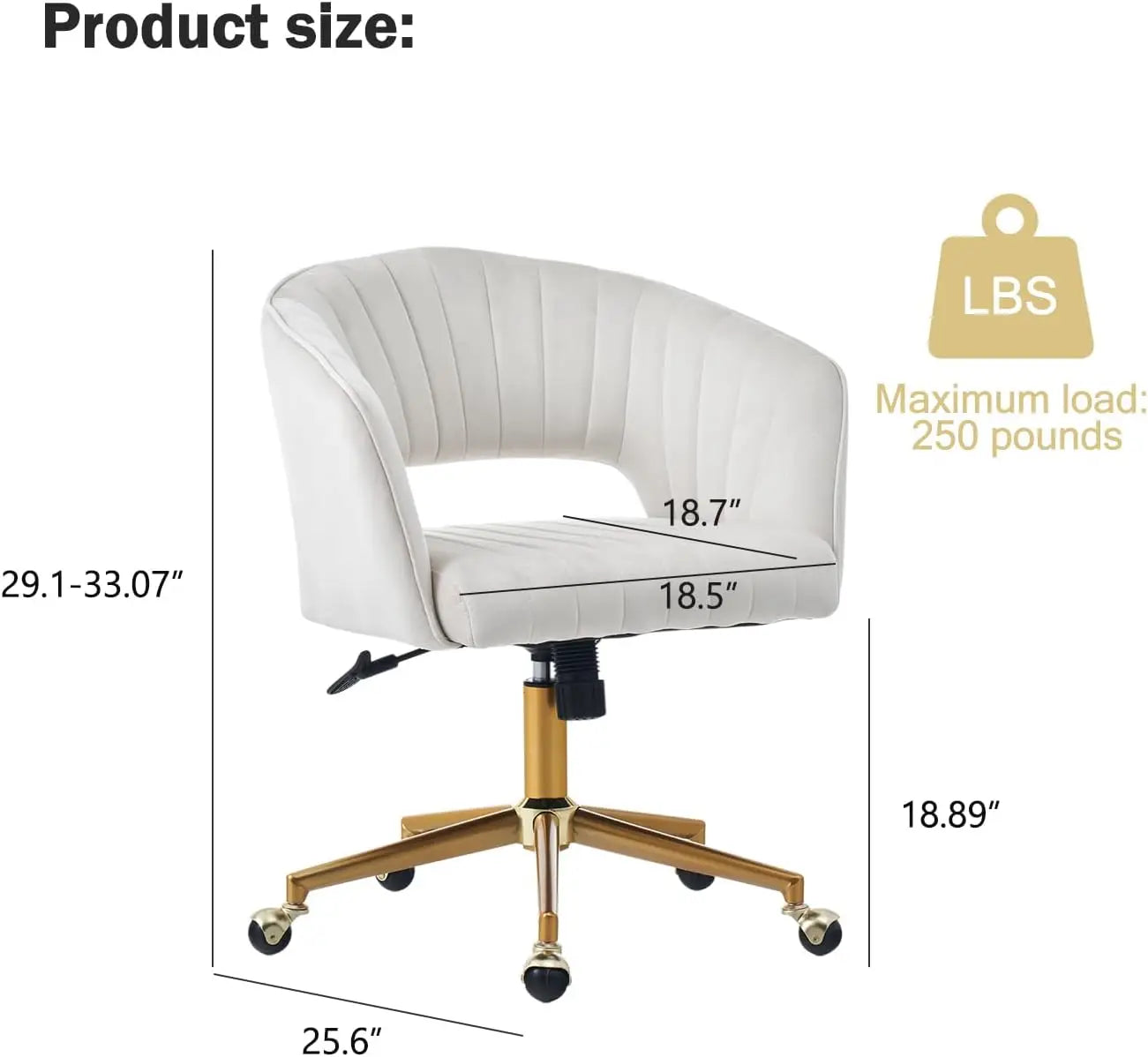 Velvet Office Desk Chair, Upholstered Home Office Desk Chairs with Adjustable Swivel Wheels, Ergonomic Office Chair - Buy online at  Vibe In Cart.