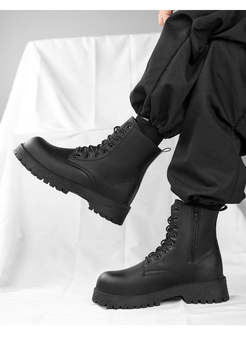 Couple's casual boots four season men's and women's high top leather boots fashion thick soled non slip plus size outdoor boots - Buy online at  Vibe In Cart.