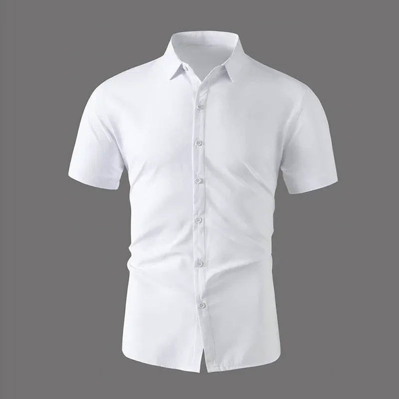 New Men's Business Casual Solid Color Short Sleeved Shirt for Summer Fashion No Ironing Comfortable and Versatile Top - Buy online at  Vibe In Cart.