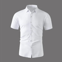 New Men's Business Casual Solid Color Short Sleeved Shirt for Summer Fashion No Ironing Comfortable and Versatile Top - Buy online at  Vibe In Cart.