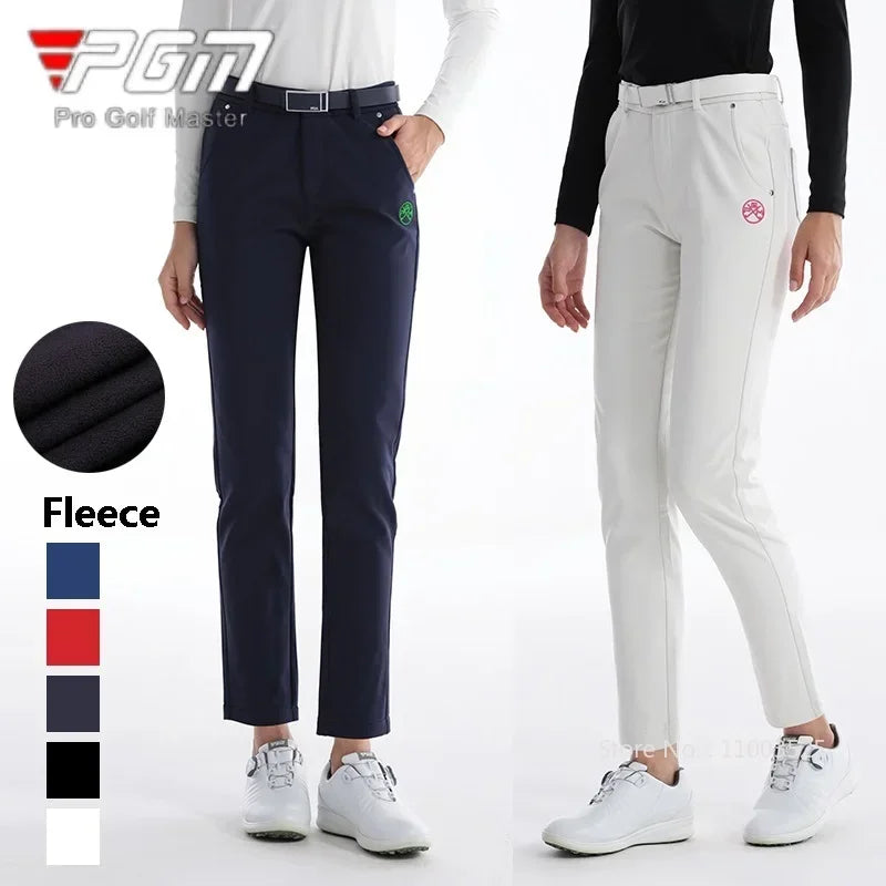 Women's Winter Warm Thick Fleece Golf Pants Straight Full Length