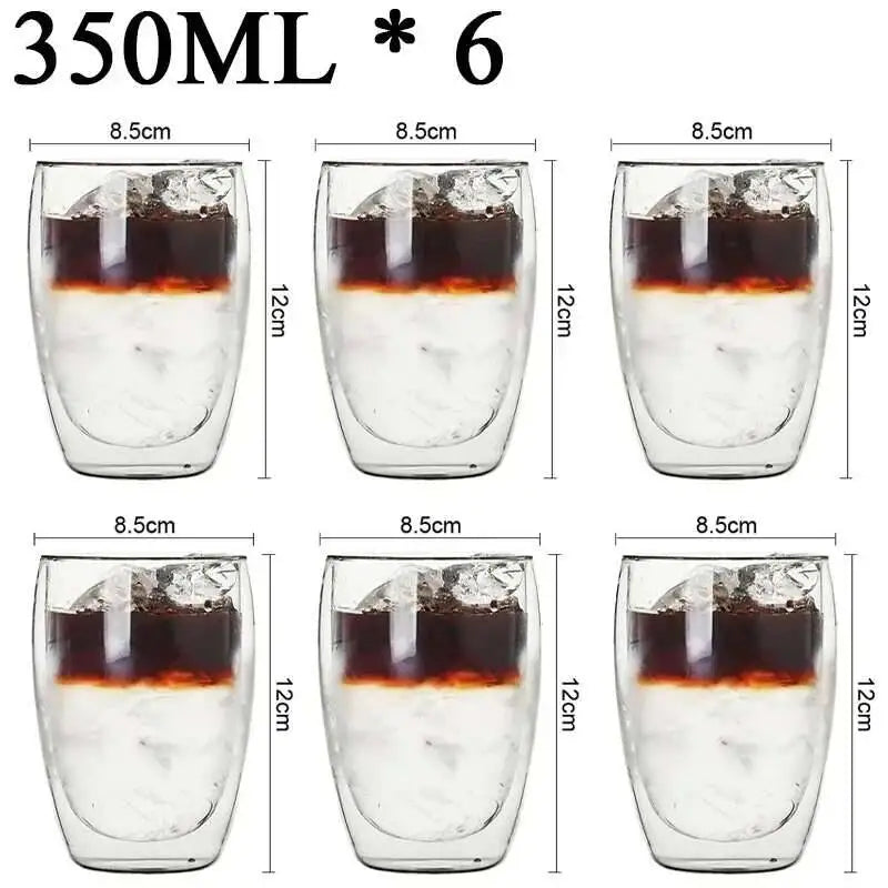 2-6PCS Double Wall High Borosilicate Glass Mug Heat Resistant Tea Milk Espresso Coffee Juice Water Cup Bar Drinkware Gift - Buy online at  Vibe In Cart.