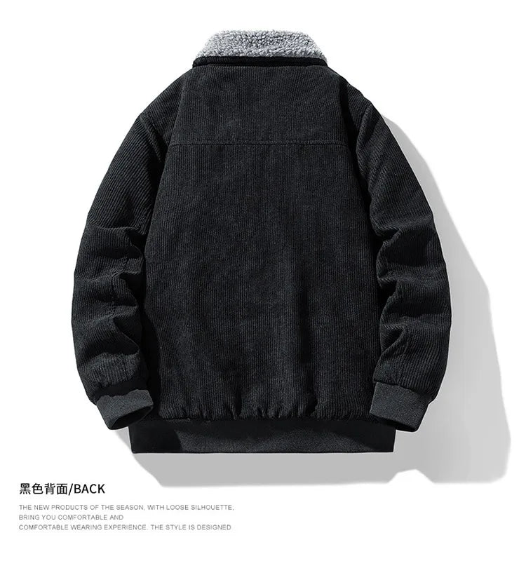 2025 Winter Collar Corduroy Jacket for Men, Casual, Comfortable, Loose, High Quality, Simple, Versatile,and Plush Jacket for Men - Buy online at  Vibe In Cart.
