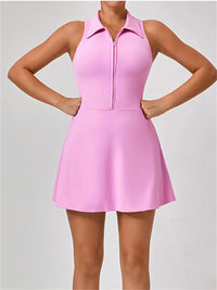 Women's Tennis Dress Women Turn Down Collar Front Zipper 2-in-1 Golf Sports Tight Dress Fitness Workout Running Pocket Skort - Buy online at  Vibe In Cart.