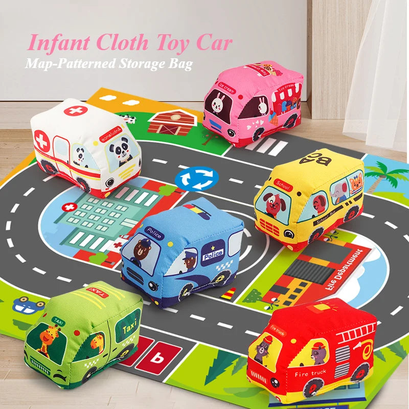 Baby Montessori Soft Car Toy with Map Game Mat Storage Bag Infant Cloth Book Cute Cartoon Sensory Training Toys Toddlers Gifts - Buy online at  Vibe In Cart.