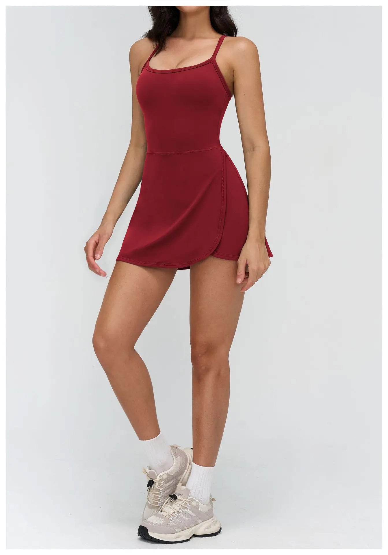 Tennis Dress with Shorts Underneath Women Golf Wear Above Knee Length White Sport Dresses with Shorts Outfit Fitness Workout