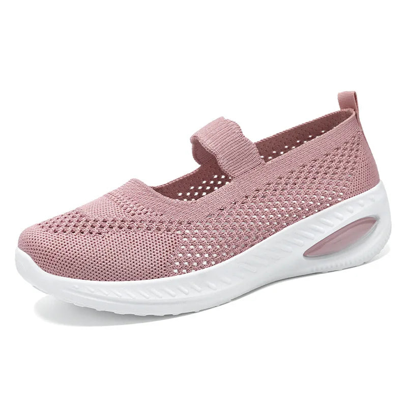 Women's Platform Casual Flats Slip-On Mesh Breathable Walking Shoes