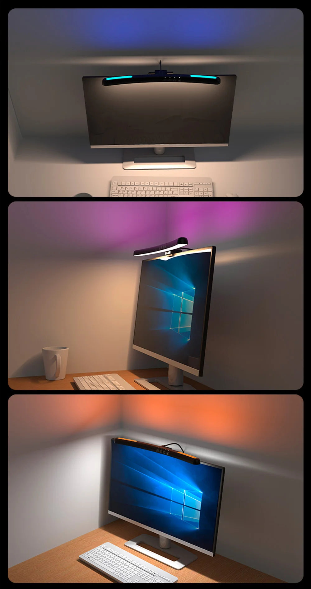 USB Stepless Dimming Screen Hanging Lights Curved Screen Monitor Light Bar RGB Background Atmosphere Desk Lamp Monitor Light Bar - Buy online at  Vibe In Cart.