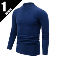 Men's Long-Sleeved Mock Neck Autumn Winter Casual Top