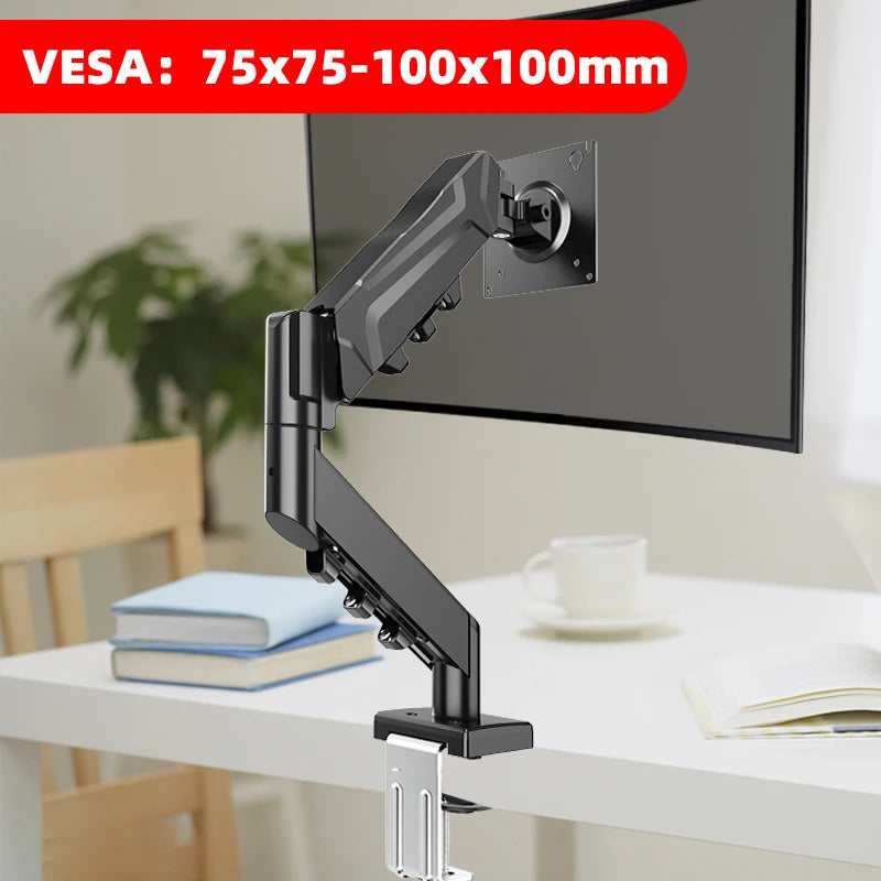 Adjustable Gas Spring Single Monitor Arm for 13-32 Inch Screens with Clamp Stand