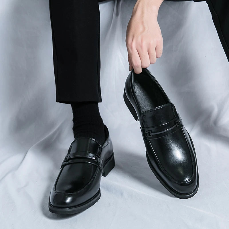 Men's Formal Leather Shoes Classic Style Slip On Loafers Round Toe Breathable Non-Slip Business Dress Wedding Office Casual Shos - Buy online at  Vibe In Cart.