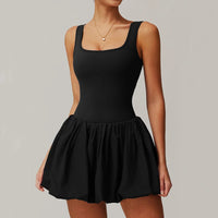 VITALINOVO Womens Spaghetti Strap Tennis Dress with Built-in Bra & Shorts Pockets V Neck Crisscross Athletic Golf Workout Dress