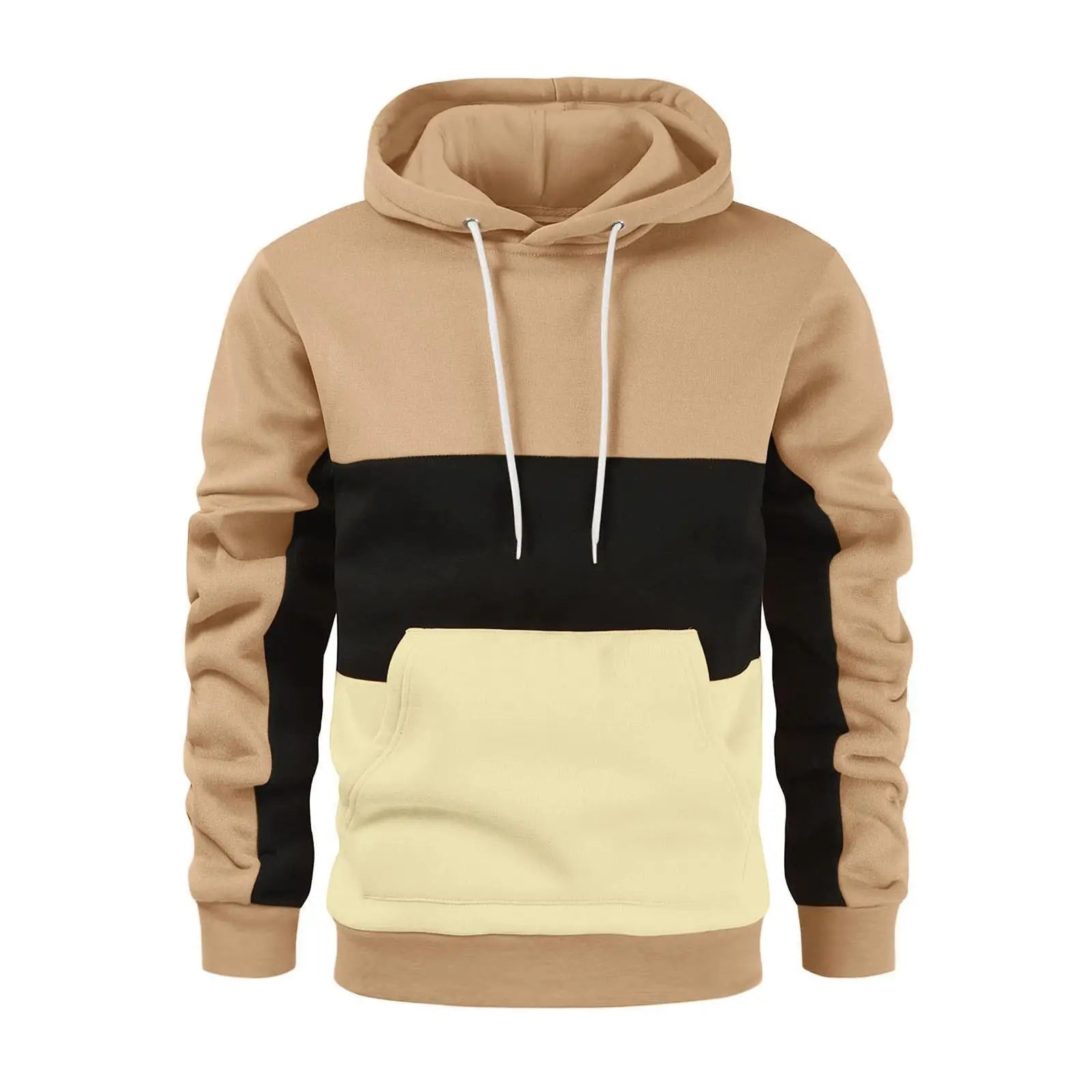 New Men's Patchwork Hoodie Outdoor Casual Sportswear Street Fashion Men's Fleece Thermal Hooded Sweatshirt Fall Winter Black - Buy online at  Vibe In Cart.