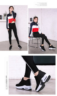 Women's Platform Mesh Lace-Up Sneakers Medium Heel