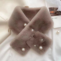 Women's Outdoor Winter Faux Fur Warm Solid Color Scarf