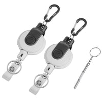 Retractable Iron Keychain with Carabiner and Spring Clip