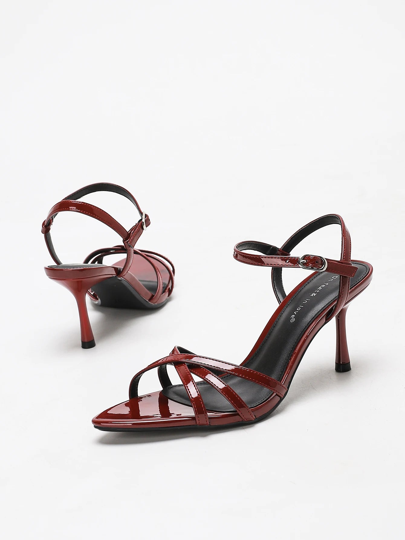 Women's Commute-Chic Burgundy Criss-Cross Strap Ankle-Clasp Heeled Sandals - Buy online at  Vibe In Cart.
