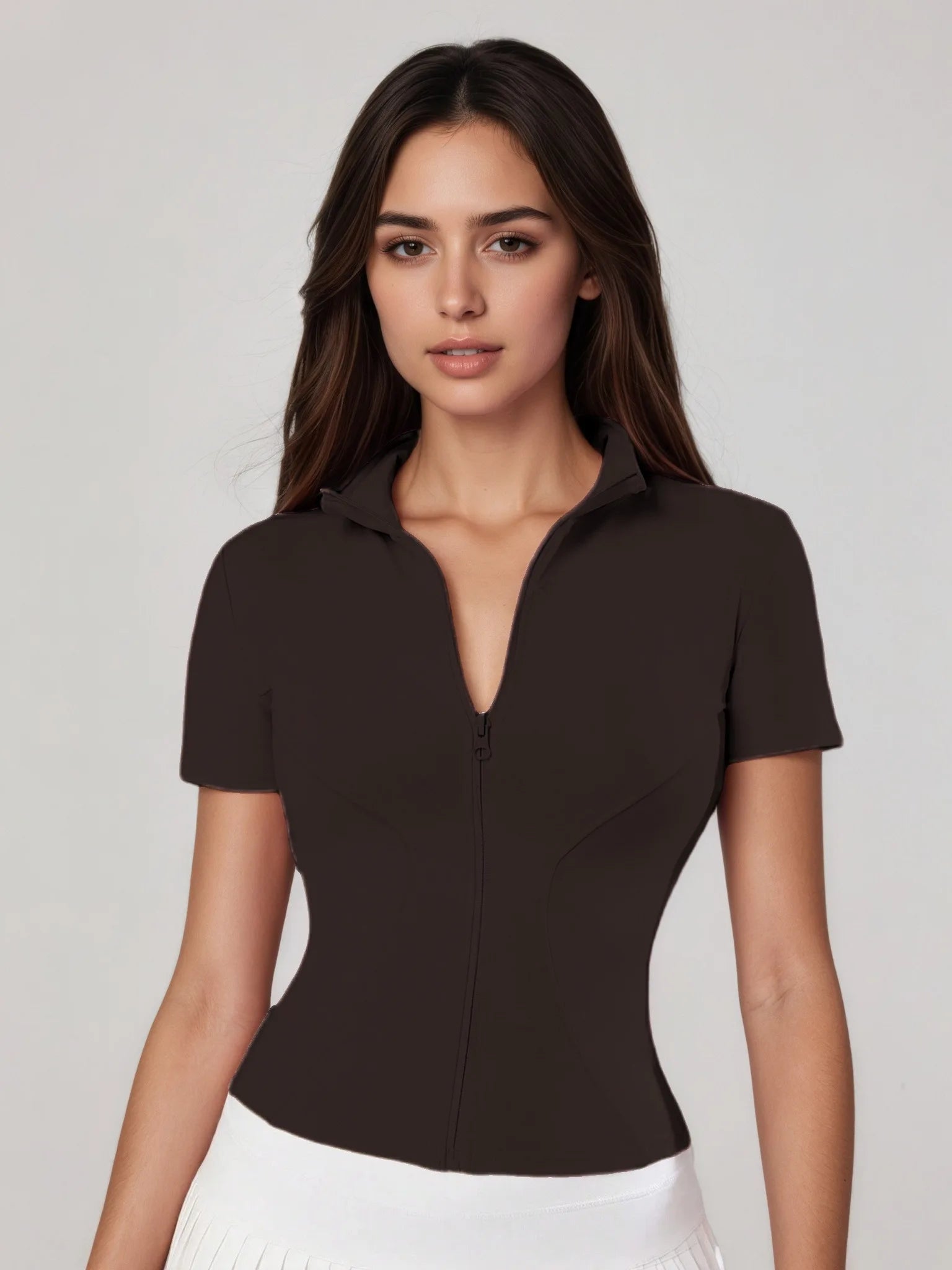 Women's Short-Sleeve O-Neck Tennis Jacket in Polyester Elastane